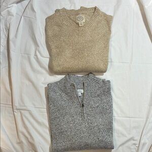 St. John's Bay Beige and Croft and Barrow Gray Crewneck Sweater Set